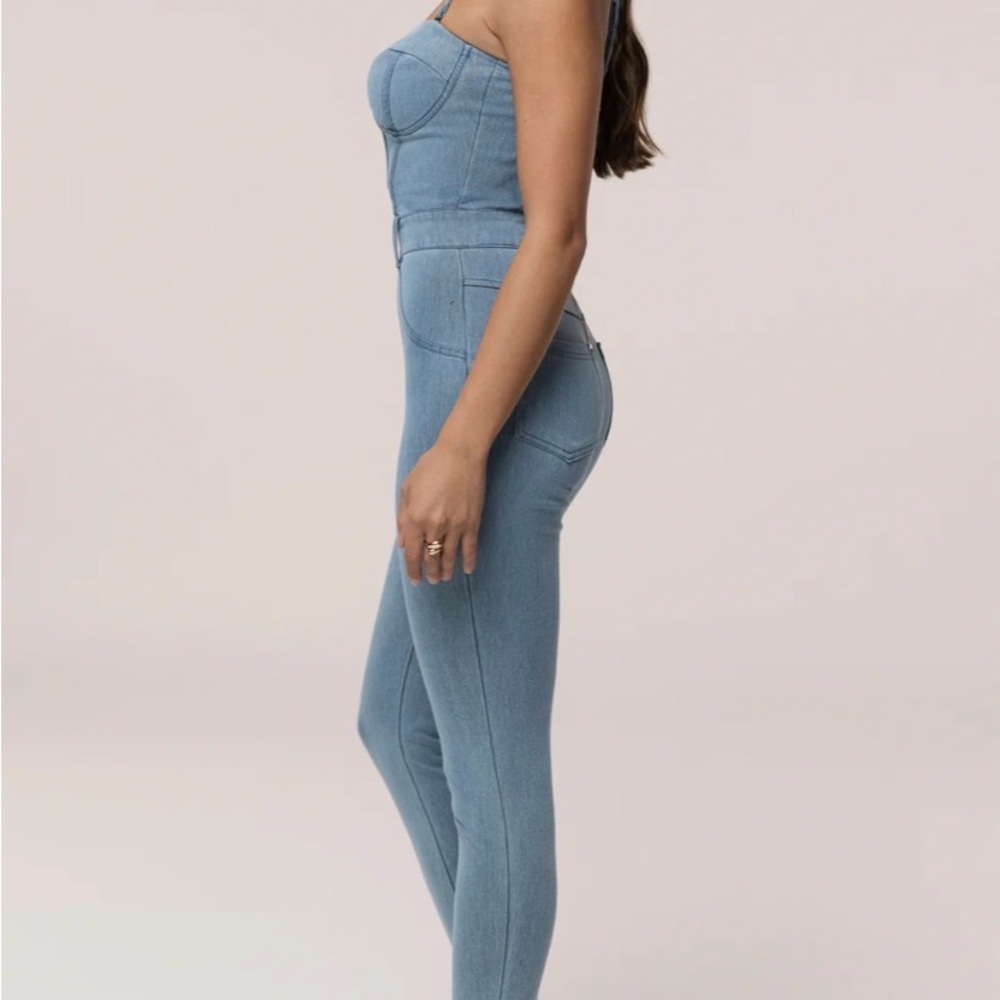 Sexy Blue Denim Corset Jumpsuit - Picture 6 of 8